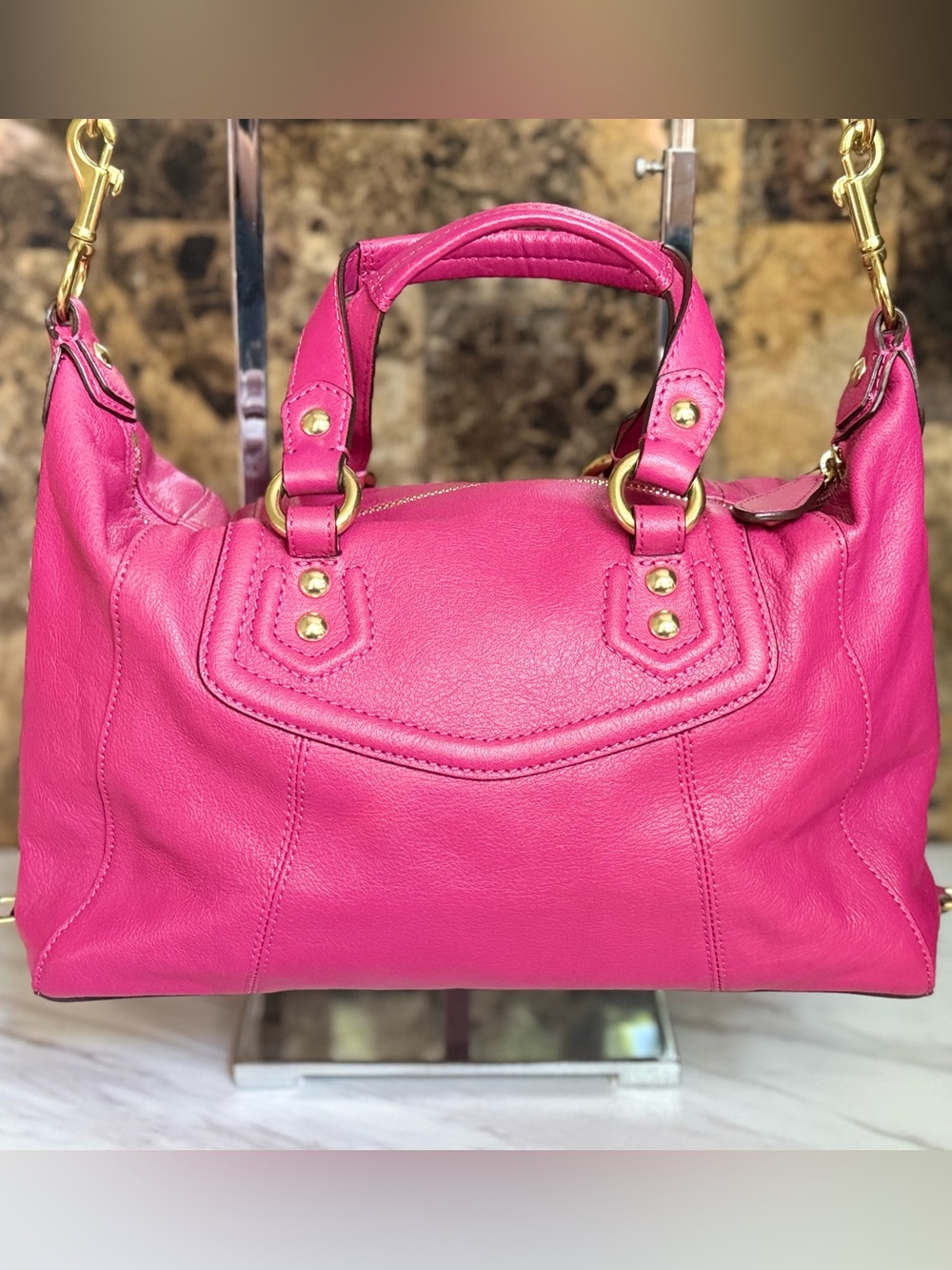 RARE & VINTAGE (2000s) Coach Ashley Leather Satchel in Raspberry - Picture 11 of 14